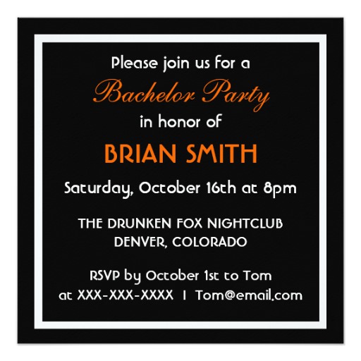 Orange black white tuxedo bachelor party invites - Image 2