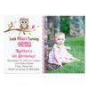 Owl Girl 1st Birthday Invitation 5x7 Photo Card