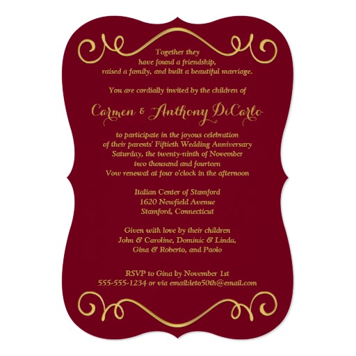 PRINTED RIBBON 50th Anniversary Invite - Red - Image 2