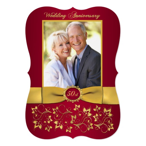 PRINTED RIBBON 50th Anniversary Invite - Red