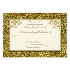 PRINTED RIBBON Ivory. Gold Floral Reply Card - Image 2