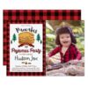 Pancakes And Pajamas Birthday Invitation Plaid