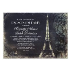 Paris Eiffel tower vintage engagement party Card