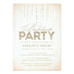 Peach & Gold Glitter Look Bachelorette Party Card