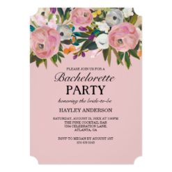 Peach Pink Floral & Stripe Bachelorette Party Card