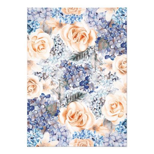 Peach and Blue Floral Watercolors Engagement Party Card - Image 2