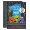 Photo Chalkboard Monsters 1st Birthday Invitation