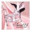 Pink Black Sweet 16 Masquerade Party Card