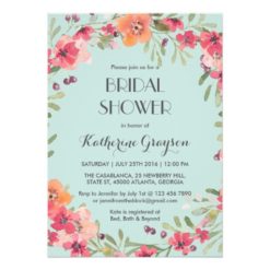 Pink Blue Vintage Flower Bridal Shower Invitation