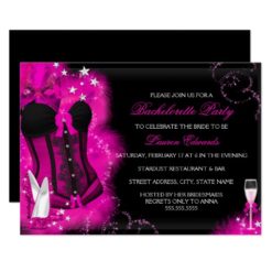 Pink Glam Feather Corset Bachelorette Party Invite