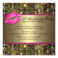 Pink & Gold Camo Bachelorette Party Invitations