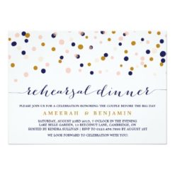 Pink & Gold Confetti Rehearsal Dinner Invitation