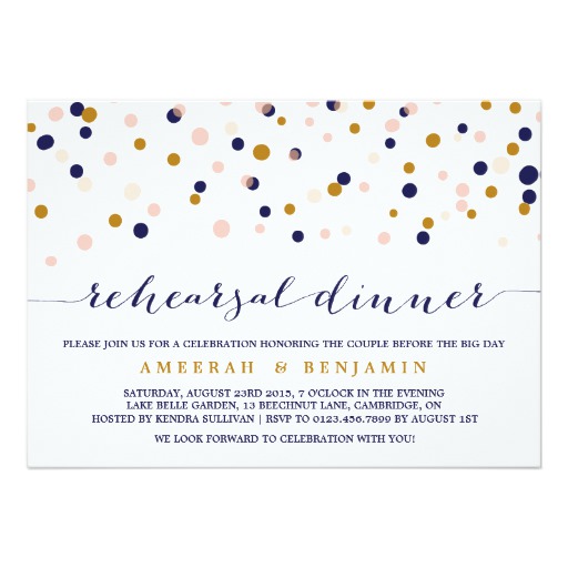Pink & Gold Confetti Rehearsal Dinner Invitation