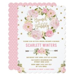 Pink Gold Floral Brunch & Bubbly Shower Invitation