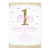 Pink & Gold Girls ONE 1st Birthday Party Card