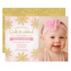 Pink Gold Winter ONEderland 1st Birthday Photo Card