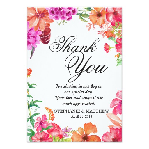 Pink Orange Watercolor Garden Thank You Cards