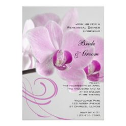Pink Orchid Elegance Wedding Rehearsal Dinner Card