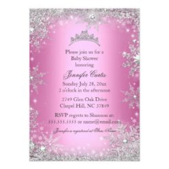 Pink Princess Winter Wonderland Baby Shower Invite - Image 2