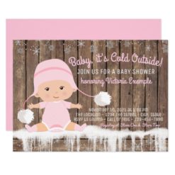 Pink Snowflake Baby its Cold Outside Baby Shower Card