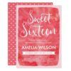 Pink Watercolor Sweet 16 Birthday Invitation