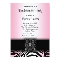 Pink Zebra Bachelorette Party Invitations - Image 2