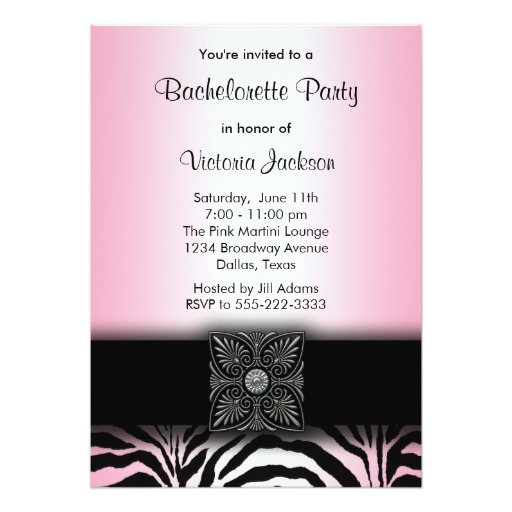 Pink Zebra Bachelorette Party Invitations - Image 2
