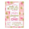 Pink and Gold Confetti First Birthday Invitation