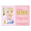 Pink and Gold First Birthday Party Invitation