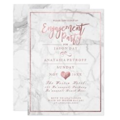 PixDezines Marble/Faux Rose Gold/Engagement Party Card