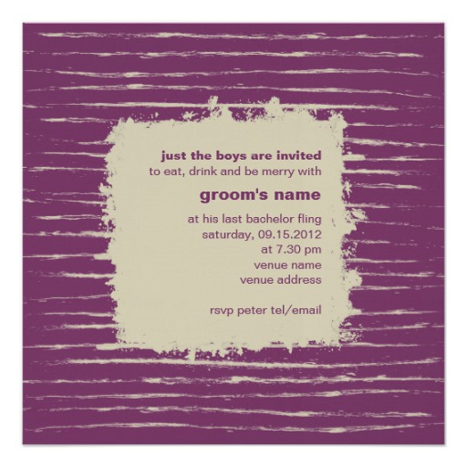 Plum & Nougat Bachelor Party Invitation