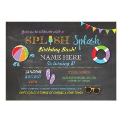 Pool Party Swimming Birthday Splish Splash Invite