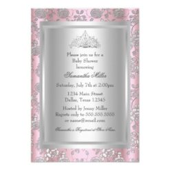 Pretty Bow Tiara Princess Baby Shower Invitation - Image 2