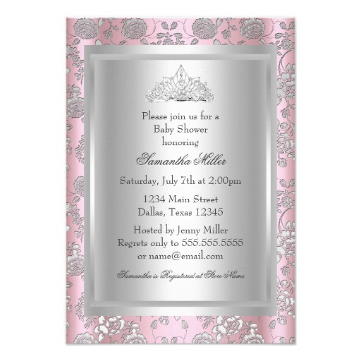 Pretty Bow Tiara Princess Baby Shower Invitation - Image 2