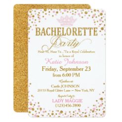 Princess Gold Glitter Sprinkle Bachelorette Party Card