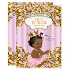 Princess is on her way Baby Shower Pink Ethnic Card