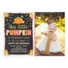 Pumpkin Birthday invitation Pink First Birthday