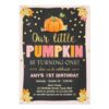 Pumpkin Birthday invitation Pink First Birthday