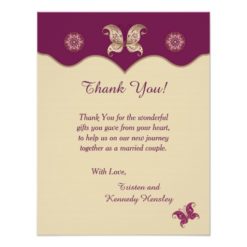 Purple Butterfly 4x5 Flat Wedding Thank You Card