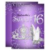 Purple Glitter Tiara & Heels Sweet 16 Invite
