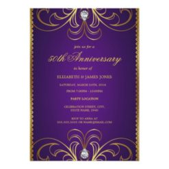 Purple & Gold 50th Wedding Anniversary Invitation