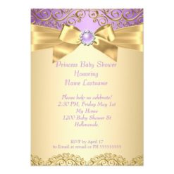 Purple Gold Damask Princess Baby Shower Ethnic Card - Image 2