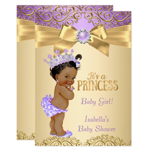 Purple Gold Damask Princess Baby Shower Ethnic Card