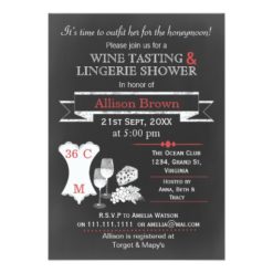 Red Chalkboard Wine Tasting lingerie shower Card