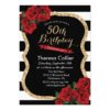 Red Roses 50th Birthday Glitter Invitation