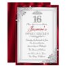 Red Silver Diamond Damask Tiara Sweet 16 Invite