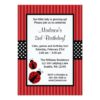 Red and Black Ladybug Striped Dots Birthday Party Card
