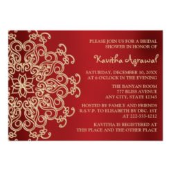 Red and Gold Indian Inspired Bridal Shower Card