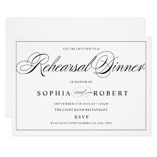 Rehearsal Dinner Invitation Black on Custom Color