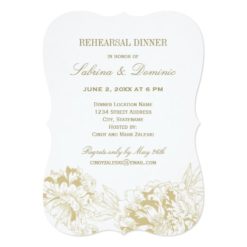 Rehearsal Dinner Invitation | Gold Floral Peony
